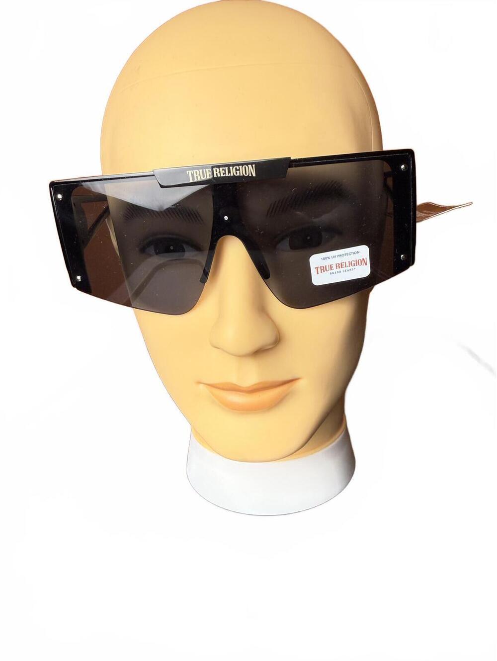 True Religion Oversized Black Shield Sunglasses 100% UV